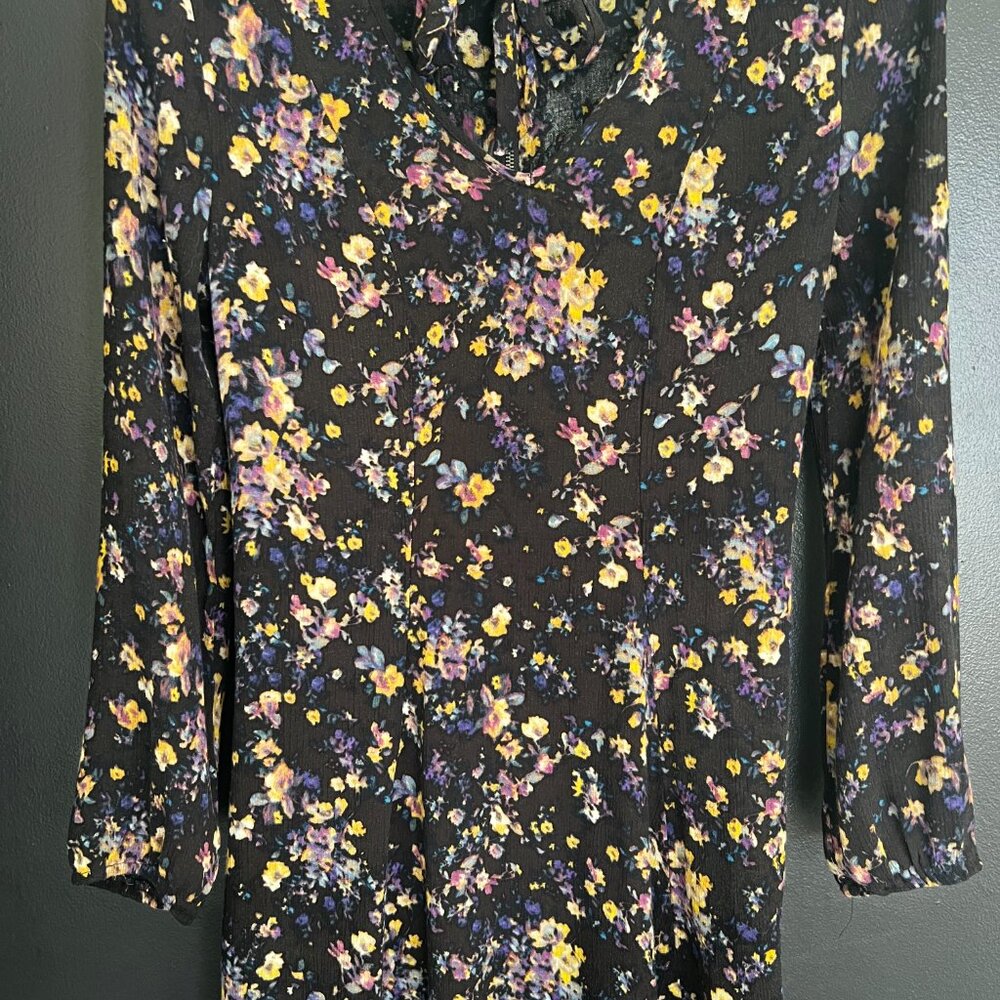 Women's Floral Print Dress with Neck-Tie Feature and Zippered Back